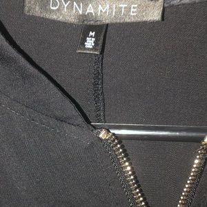 Dynamite black thin material, gold accents, flowy. Sz m.